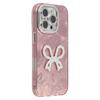For iPhone 16 Pro Case Big Bow Decor IMD PC+TPU Phone Cover with Glass Lens Film