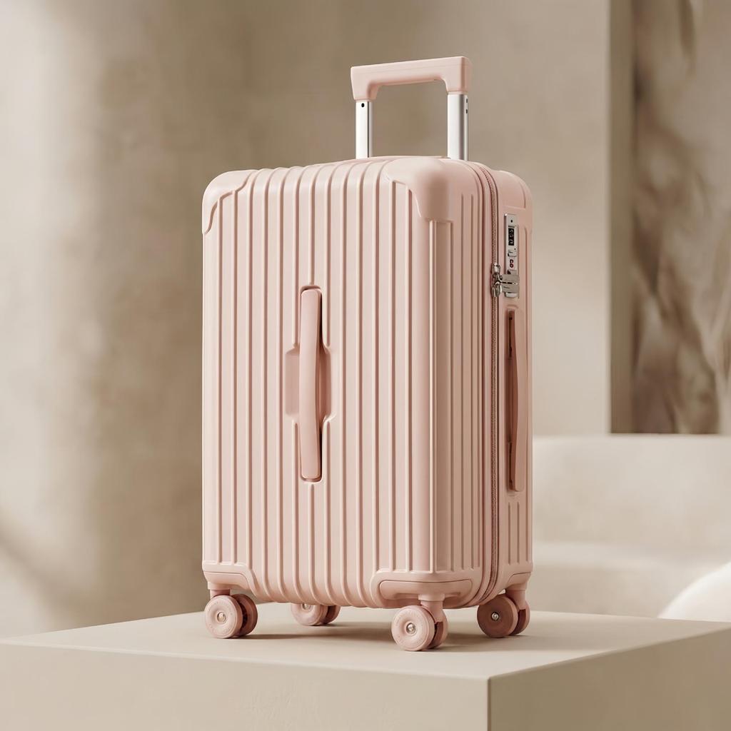 20" Multifunctional PC Suitcase with Front Opening, Universal Wheels, Anti-Theft Lock, and Anti-Fall Design for Leisure Travel.