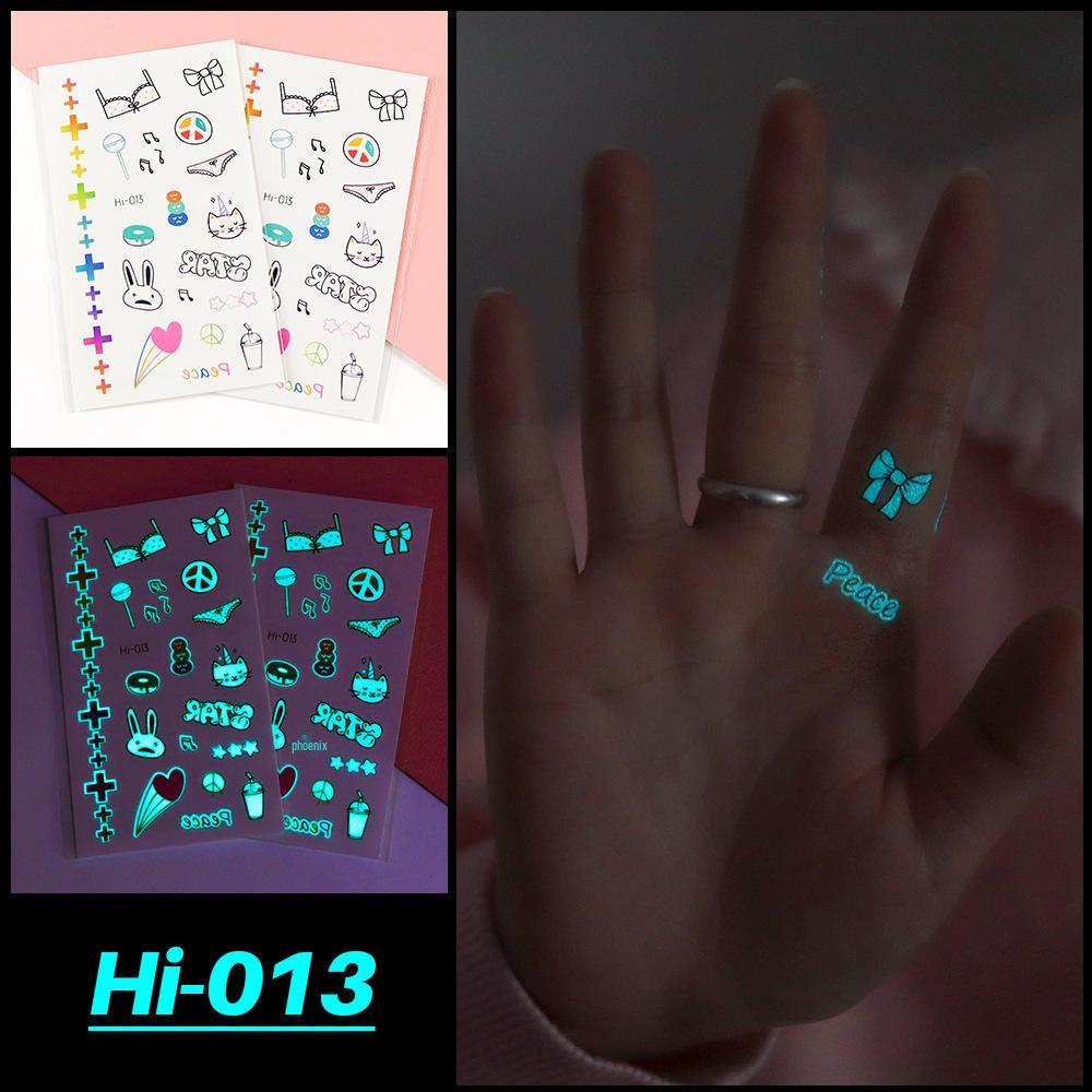 Electric Sound Festival Waterproof Blue Luminous Rainbow Tattoo Stickers