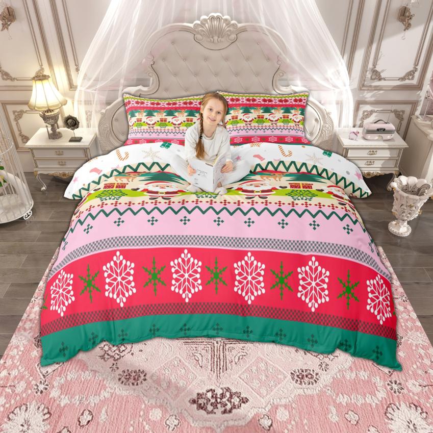 Homewish Christmas Tree Duvet Cover Set for Boys Girls, Happy New Year Bedding Set, Merry Xmas Quilt Cover Set for Kids Bedroom