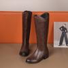 Women's low-heeled boots autumn and winter thick-heeled large-size casual mid-boots