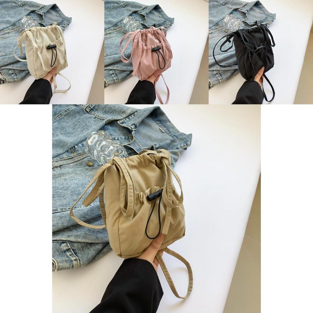 Trendy Korean Canvas Bucket Bag For Women Vintage Chic Summer Shoulder Bag