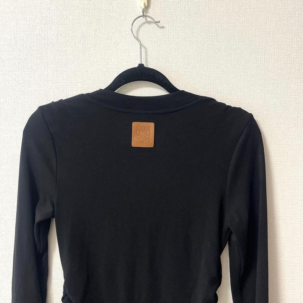 Used LOEWE Long-sleeved cut and sew, black, V-neck, size 36
