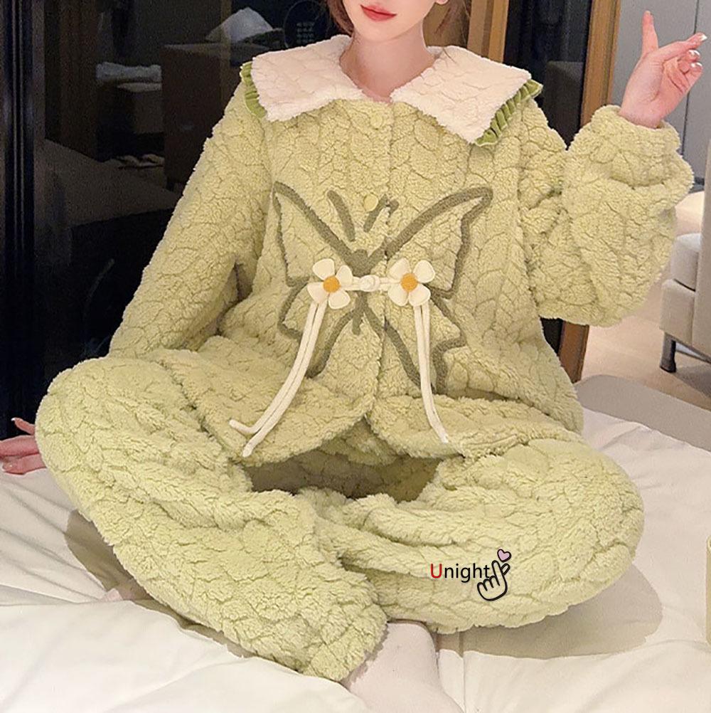 Warmes Pyjama-Set für Damen, Winter, verdickter Winter, Korallensamt-Pyjama, Flanell, große Größe, Pyjama, Heimkleidung