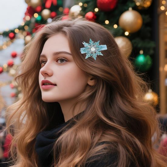 2/6Pcs/Set Hair Clips Christmas Theme Xmas Tree Snowflake Deer Decor Hairpins Festive