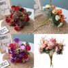 Vibrant 21 Heads Artificial Silk Flowers Rose Bunch Bouquet For Timeless Wedding Arrangements