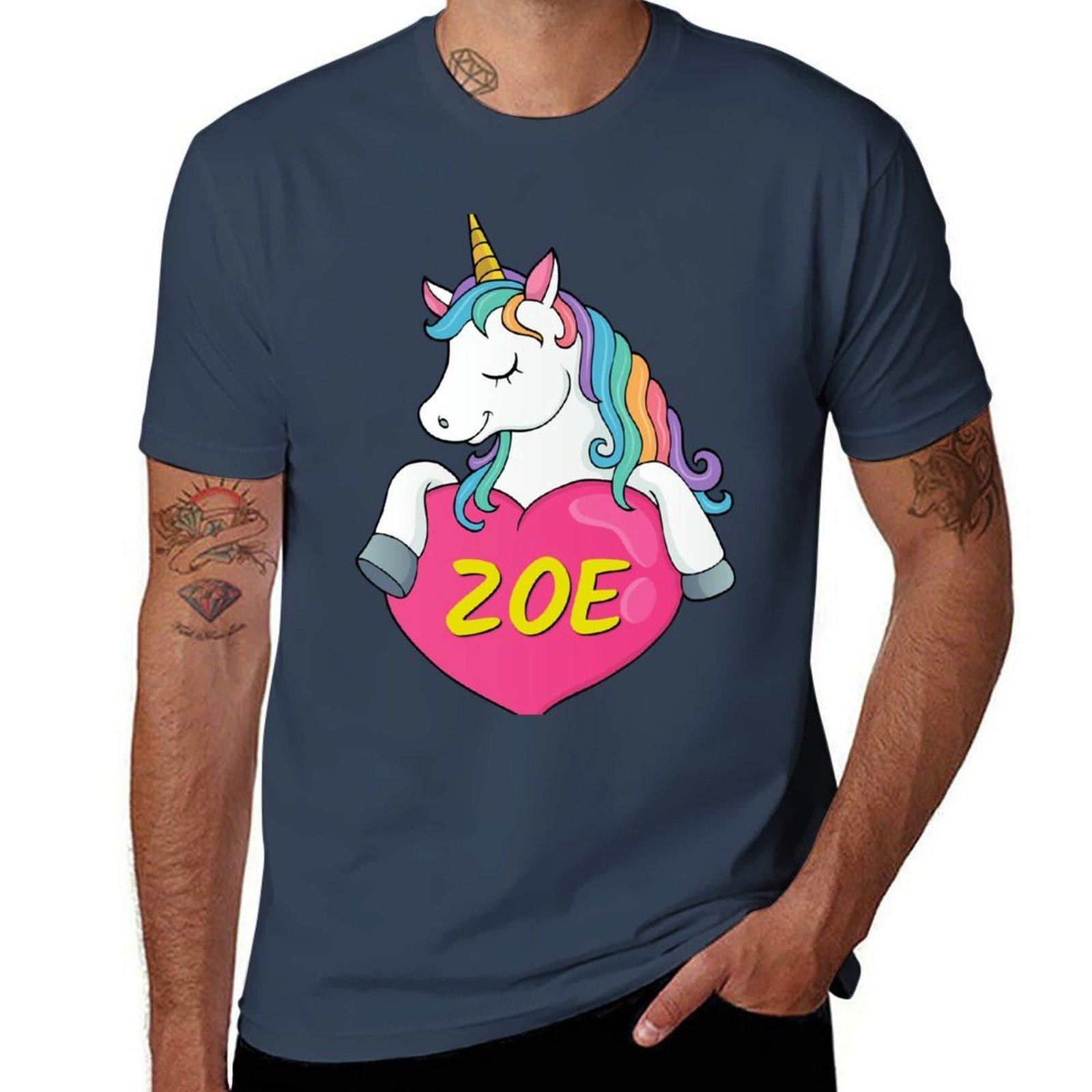 Zoe Personalized Cute Unicorn Heart Tshirt Big Size Crew Neck Tshirt S