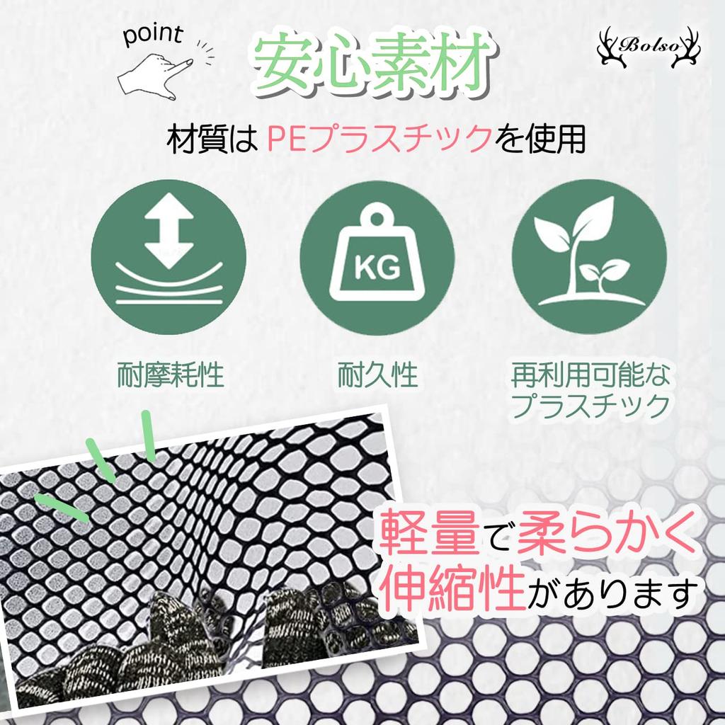 BOLSO Fall Prevention Net for Balconies, Stairs, Windows, and More, Safety, Plastic Mesh, DIY Multipurpose Net Fence, Black (0.4mm Holes, 40cm X 4m)