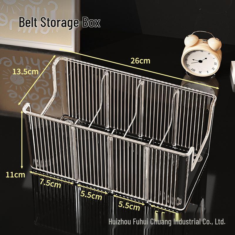 Men s Belt Display Rack: Acrylic Wardrobe Organizer with Transparent Compartments