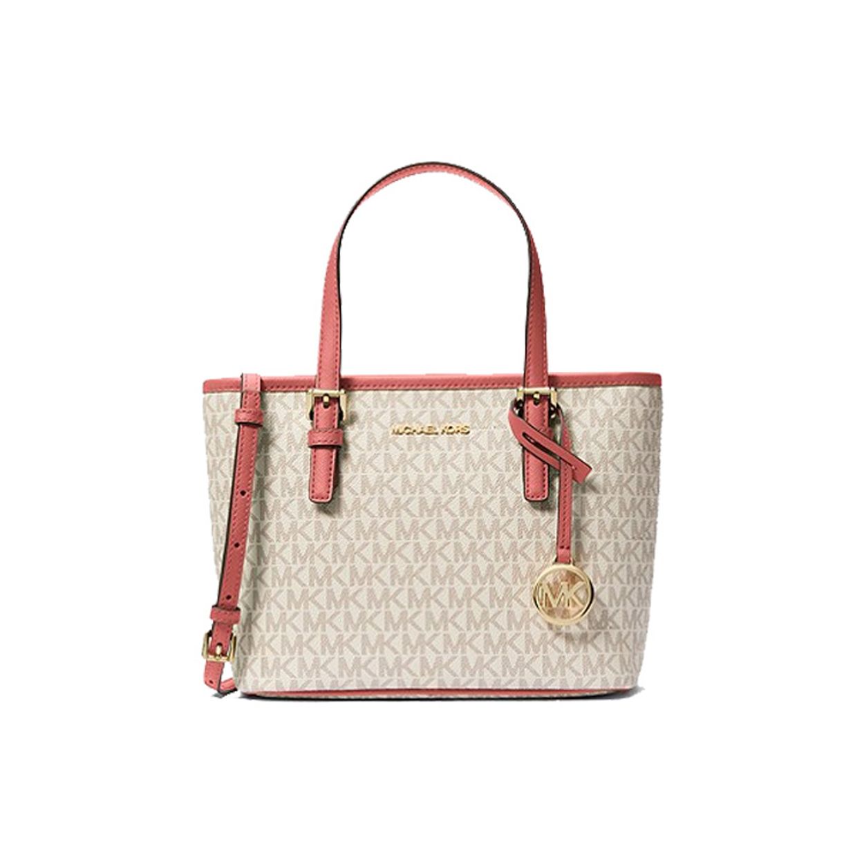

Michael Kors Classic Monogram Zip Tote Bag Women tote Vanilla-White 35T9GTVT0B-TEA-ROSE-MLT Basic Set (Bag+Dust Bag)