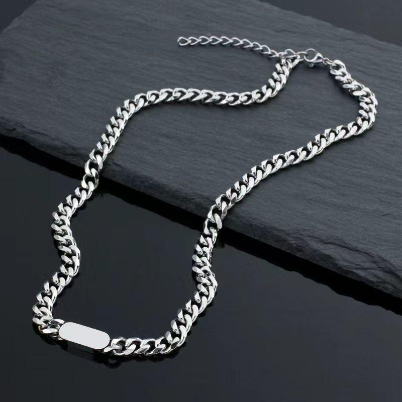 Stainless Steel Geometric Cube Necklace & Bracelet Set - Unisex Titanium Clavicle Chain