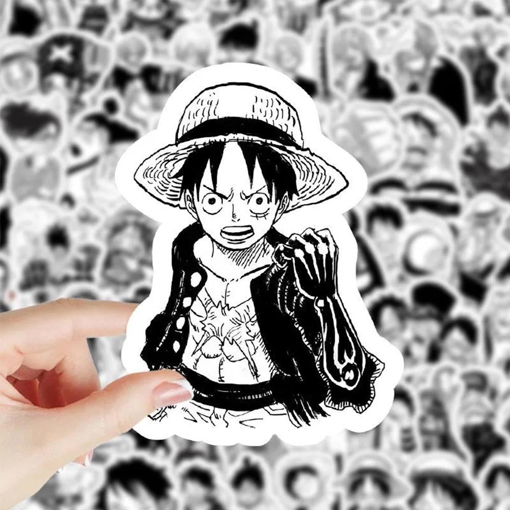 10/30/50/100pcs Black White ONE PIECE Stickers Waterproof Decals DIY Laptop Skateboard Phone Case Car Bike Decoration Sticker