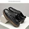 European Men's White Lace-up Shoes: Embossed Cowhide Crocodile Pattern, Comfortable, Versatile Thick Sole, Trendy Casual Design.
