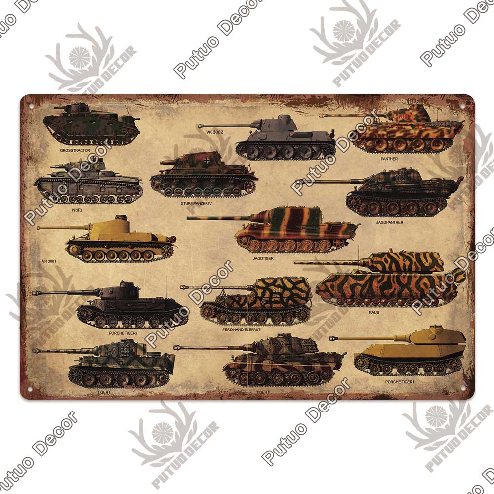 Putuo Decor Panzer Blechschild Metallschild Dekorative Vintage-Dekor Plakette Wanddeko Garage Man Cave Clubraum Zuhause