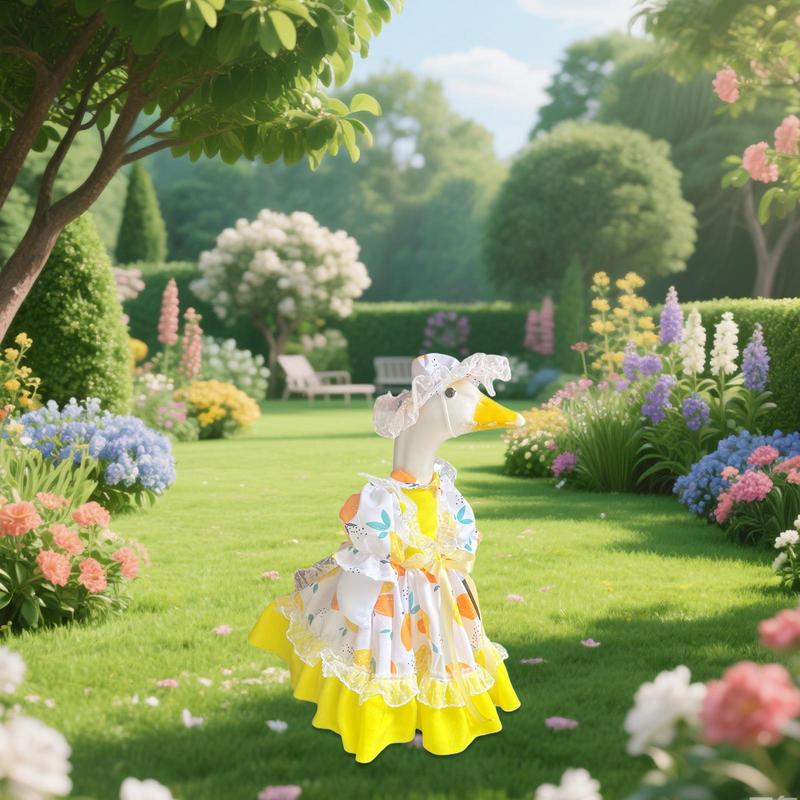 Spring Duck Outfit Colorful Yellow Dress Duck Clothes Weatherproof Terrace Art Reusable Yard Outdoor Decoration For Holiday