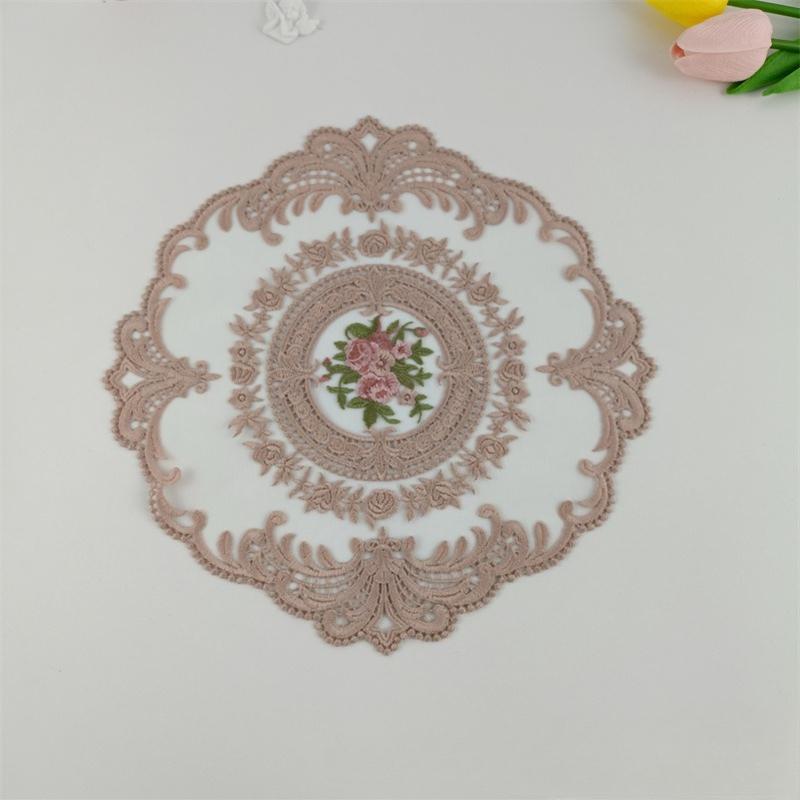 28 Cm Lace Coaster Embroidery Retro Lace Placemat Dust Cover Towel Coffee Table Mat Decoration