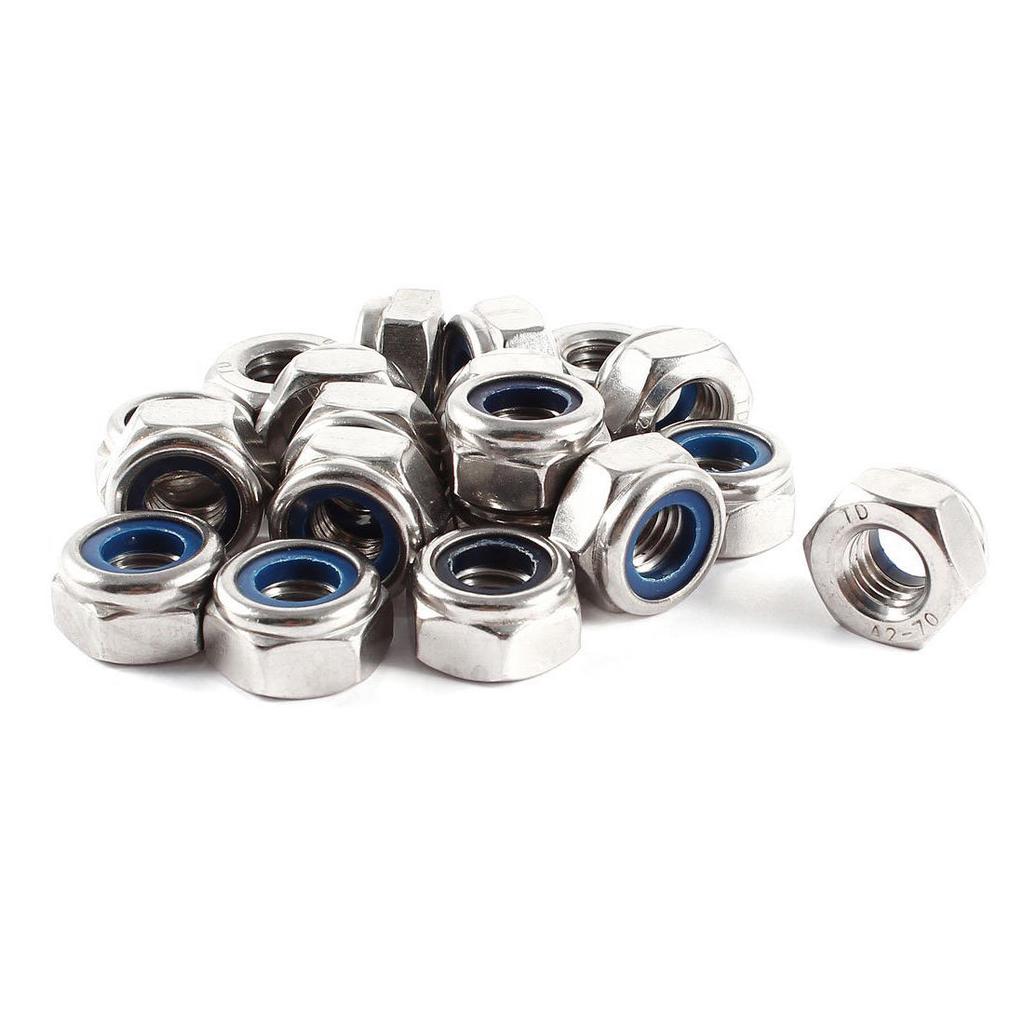 acero inoxidable Tuercas NYLOC M10 paquete de 20 A2 10 mm