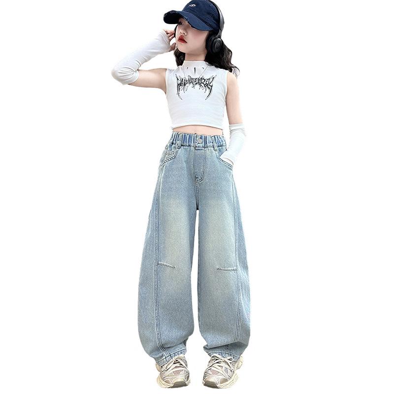 Mädchen Vielseitige Frühling & Herbst 2025 Scimitar Harem Jeans