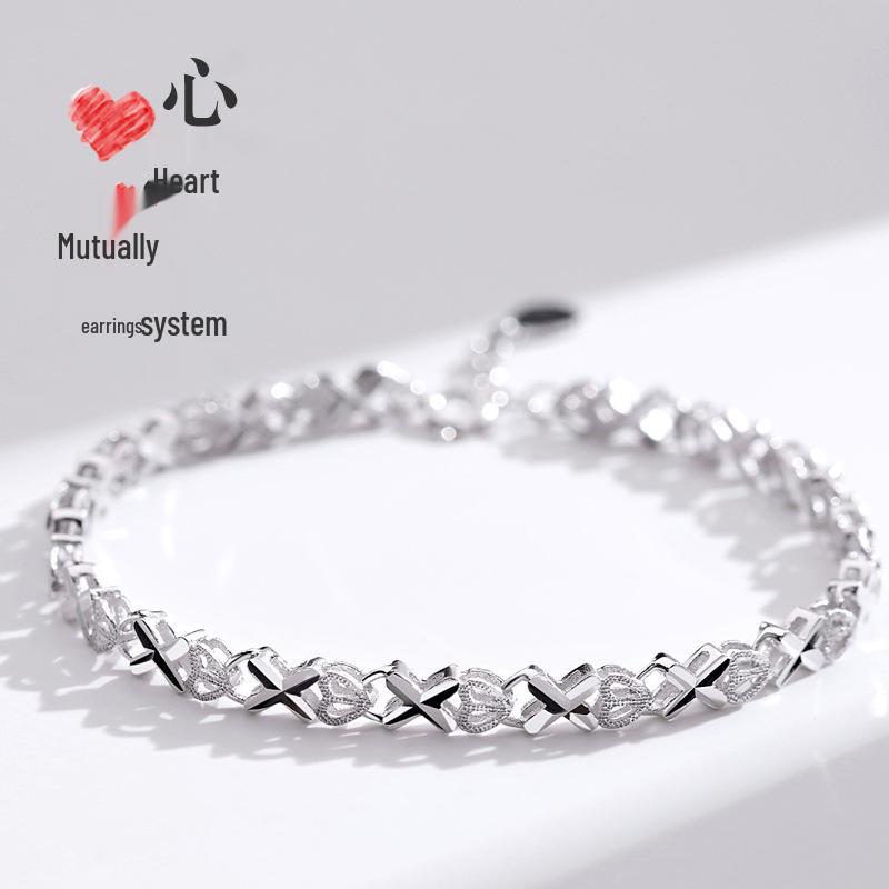 

Korean Style Sterling Silver Crystal Beaded Bracelet for Women - Simple, Personalized Gift for Girlfriend or Bestie Sterling Silver 925