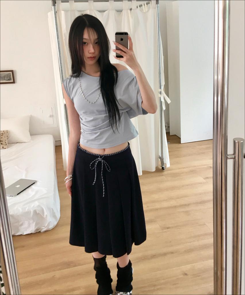 MIXXO One-Shoulder Striped T-Shirt_Miwhwg804A