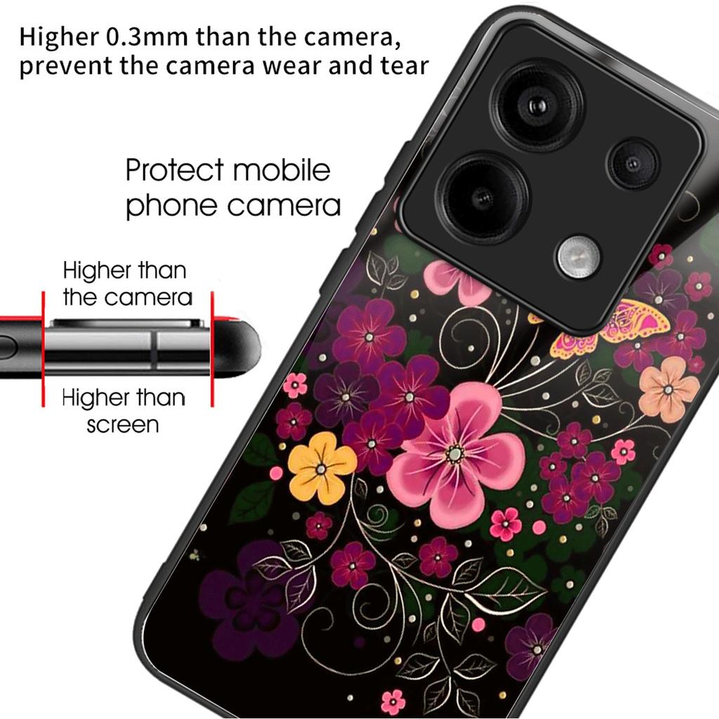 For Xiaomi Redmi Note 13 Pro 5G/Poco X6 5G Phone Case Pattern Printing Tempered Glass+TPU+PC Cover