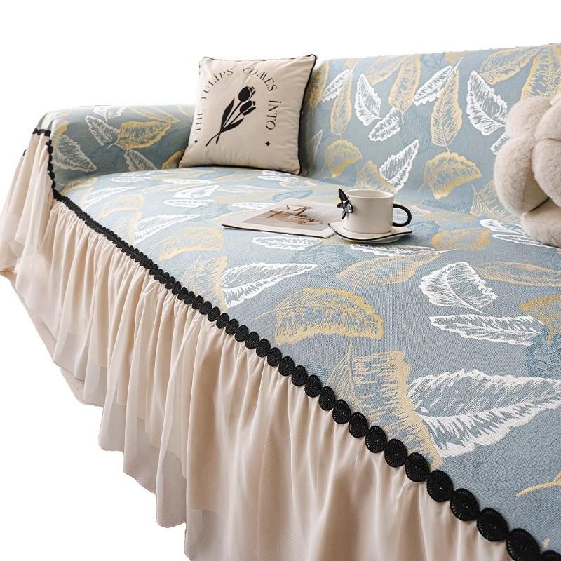 Sommer Eis Seide Sofa Handtuch Blatt Französischer Rock Creme Wind Sofa 2025 Neu Rutschfest Kühl Sofakissen