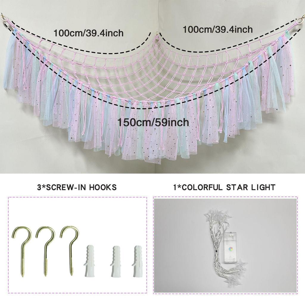 Large Plush Toy Hammock Net for Stuffed Animal Storage In Children's Bedrooms