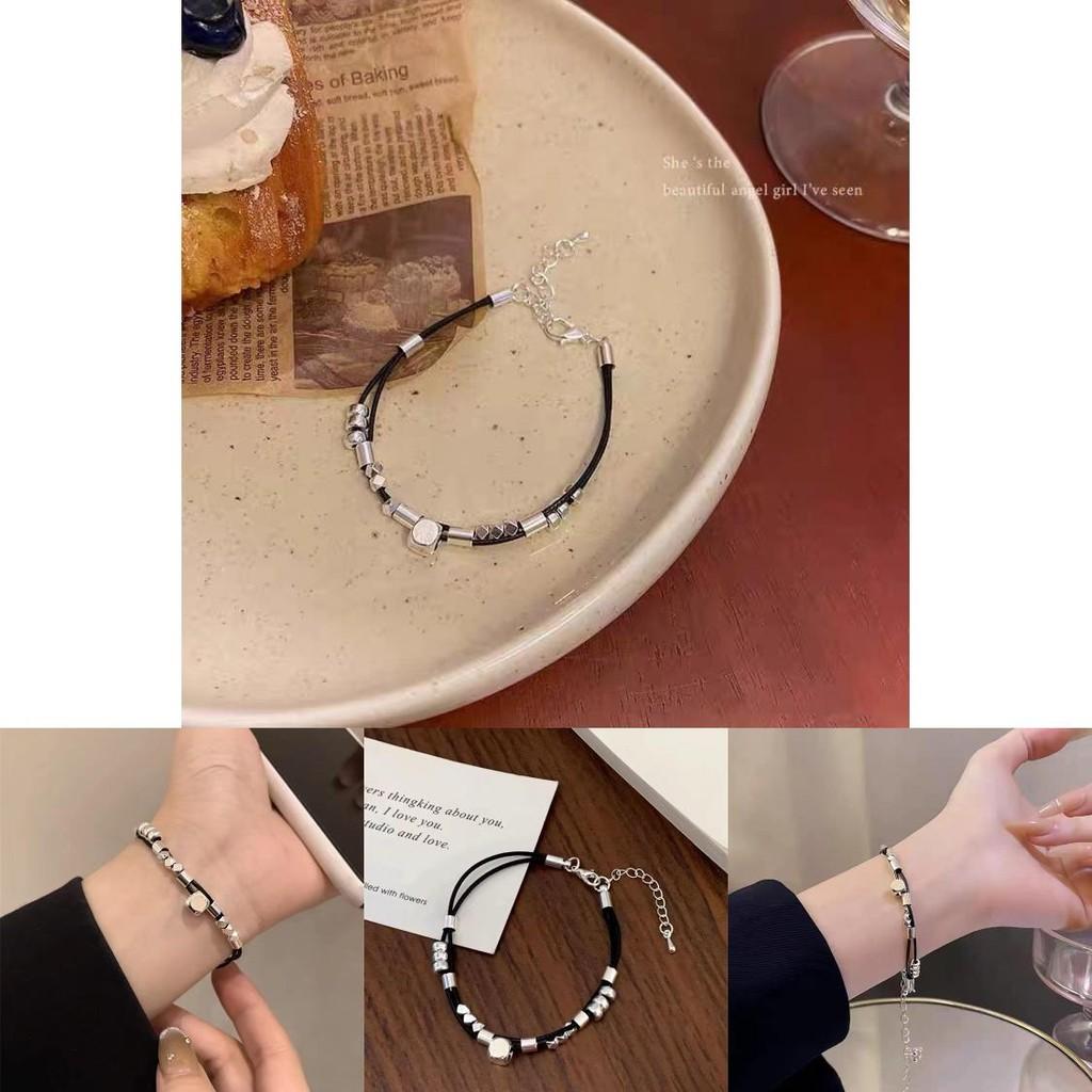 Geometric Unique Silver Square Leather Bracelet For Men And Women 2024 Summer