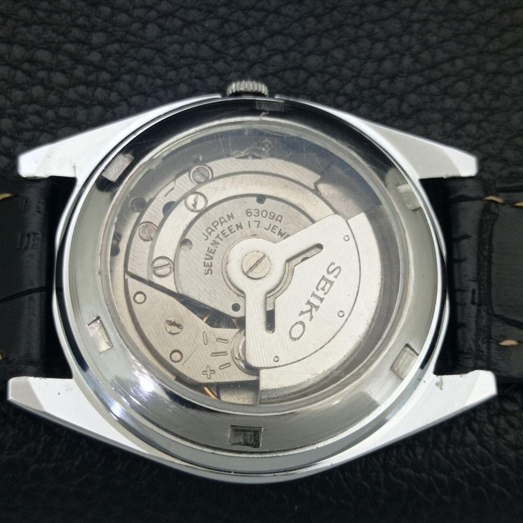 REFURBISHED SEIKO 5 AUTOMATIC 6309A VINTAGE JAPAN MENS BLACK WATCH A442263-1