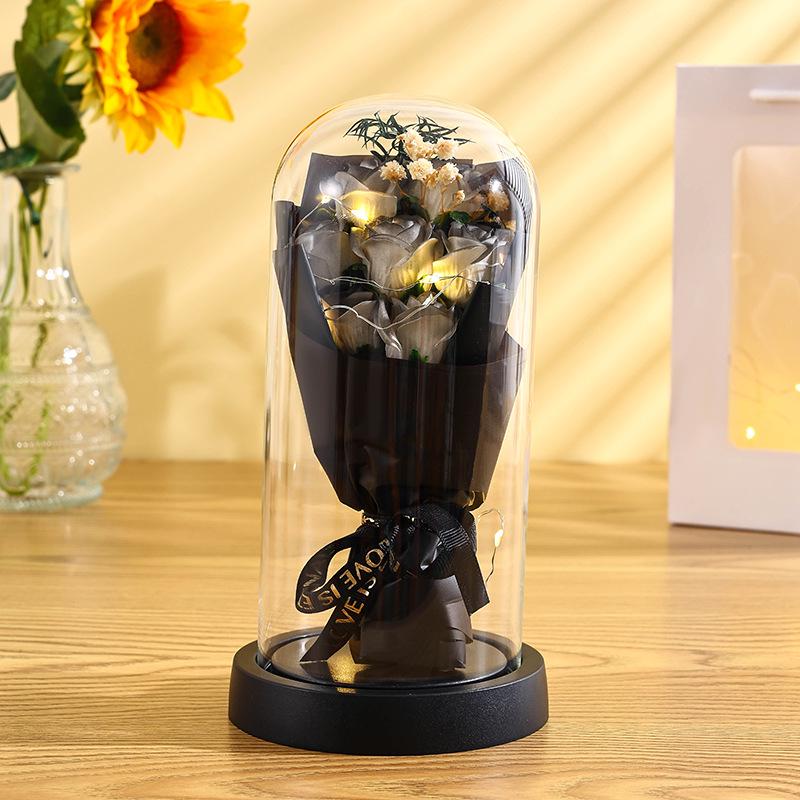 Preserved Rose Glass Dome: Qixi Valentine's Day & Birthday Gift
