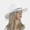 Lightweight Fedoras Hat Woman Men Felt Ladies Cowboy Hat Party Rhinestone Western Party Hat Bonnet Men Windproof Hat