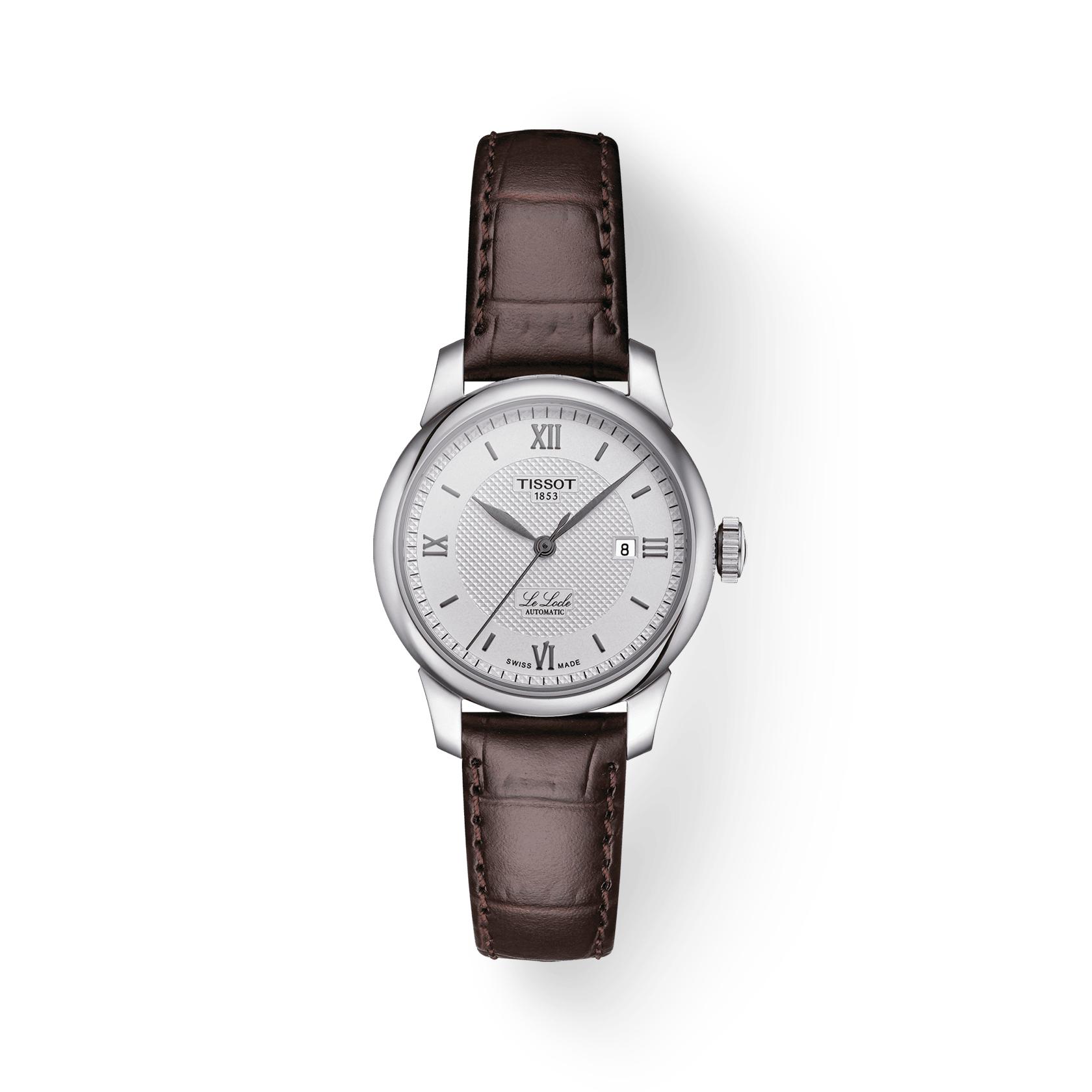 Tissot Men's Silver Le Locle Automatic Mechanical Movet 30M Water Resistant Watch 29Mm Dial Stainless Steel Case Leather Strap T006.207.16.038.00