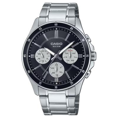 Quartz Movement Stainless Steel Strap Watch Men's Watches Black Dial MTP-1374D-1A3V