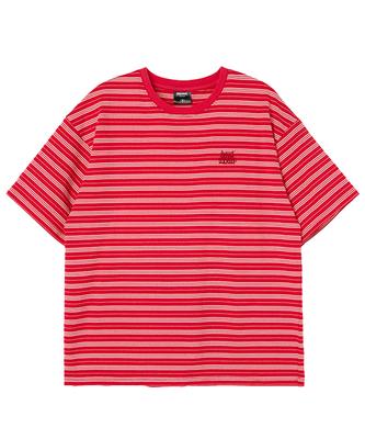 URBANAGE Striped Oversized Short Sleeve_Red