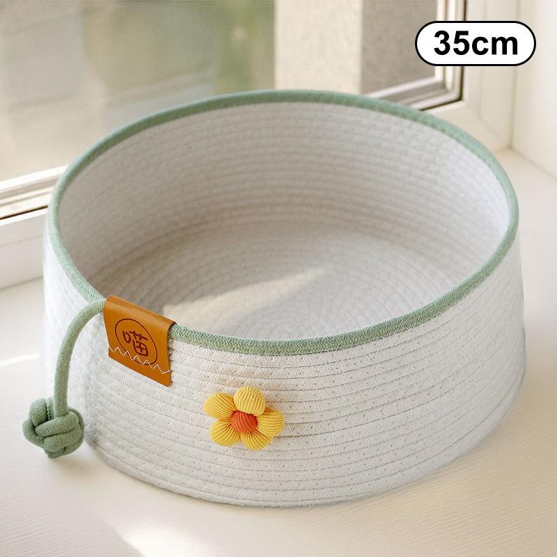 Pet Cat Bed Hand Woven Cotton Rope Cat Beds Cat Scratcher Bed All Seasons Breathable Kitten Nest Cat Sleeping Bed Pet Supplies
