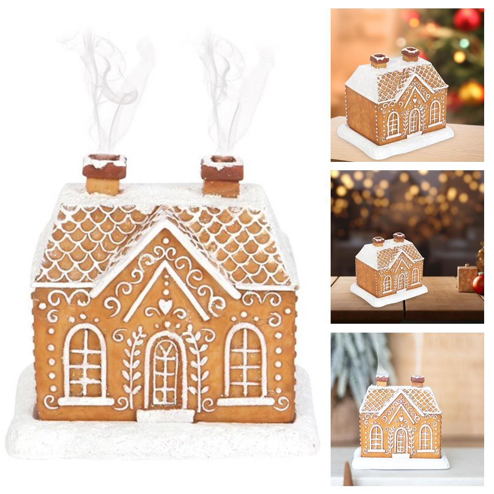 Christmas Cabin Incense Burner Resin Cottage Incense Burner Ornament Creative for Table Centerpiece Decor