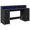 VidaXL Bureau avec lumières LED noir 160x55x91 cm bois d'ingénierie, bureau de travail, bureau d'étude, bureau à domicile, 3309430