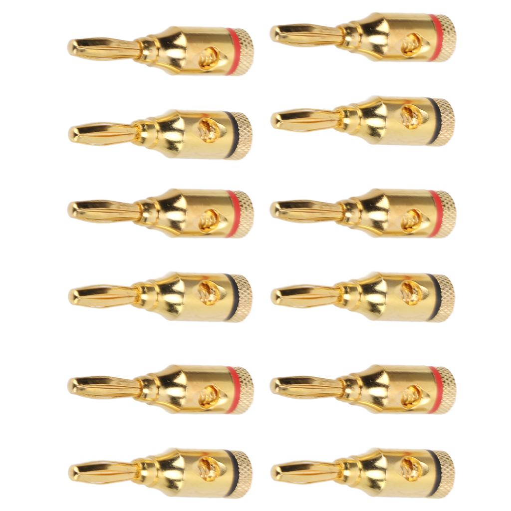 12pcs Gold Plated Speaker Banana Plugs Aluminium Alloy Speaker Connector Open Screw Type Universal for Car