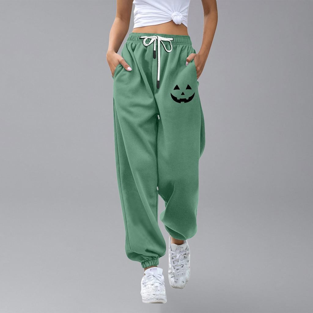 מכנסי טרנינג קז'ואל לילדים ספורט יום ליל כל הקדושים מודפס מגרדיאנט כיס שרוך