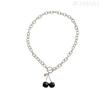 Women's Hip Hop Style Black Cherry Titanium Steel Clavicle Necklace - Versatile and Cool Fashion Accessory.