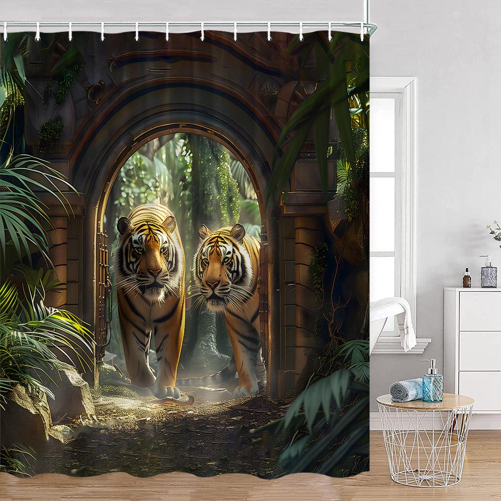 Wild Animals Shower Curtains Tigers Panthers Lions Wolves Bathroom Curtain Modern Polyester Fabric Home Decorations For Bath