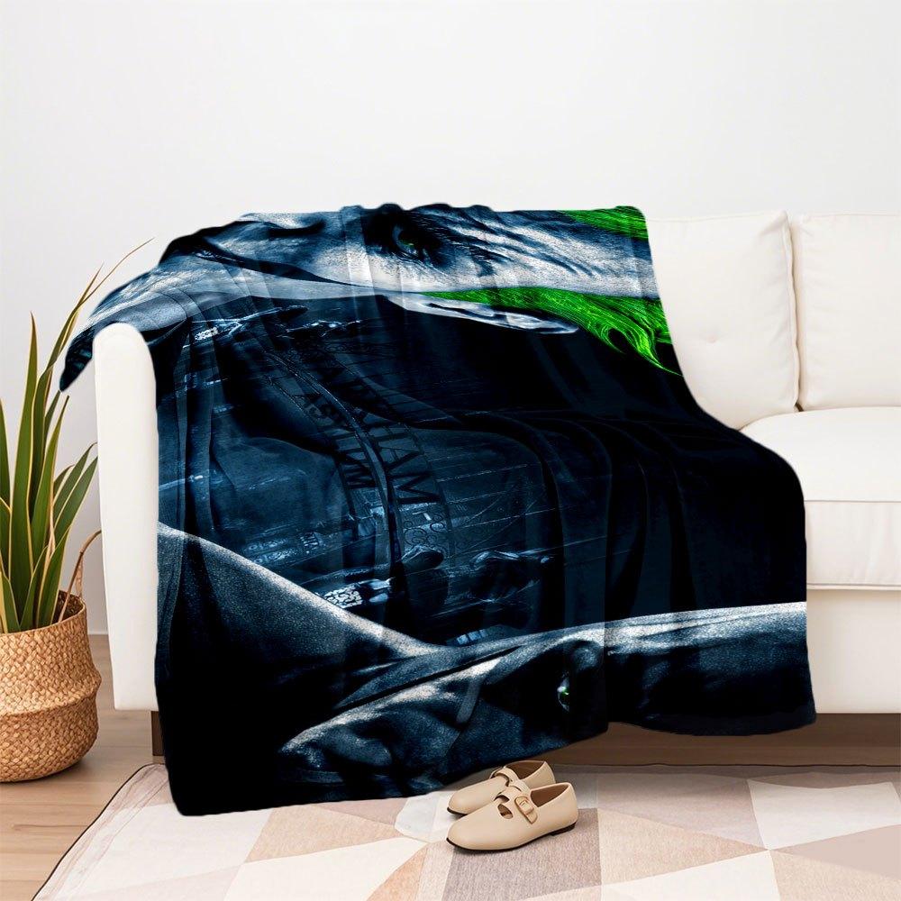 Arkham Asylum Joker Wall Scroll Poster DecorBlanket Flannel Throw Blanket for Sofa, Bed, Travel, Camping, Office, Couch, Chair