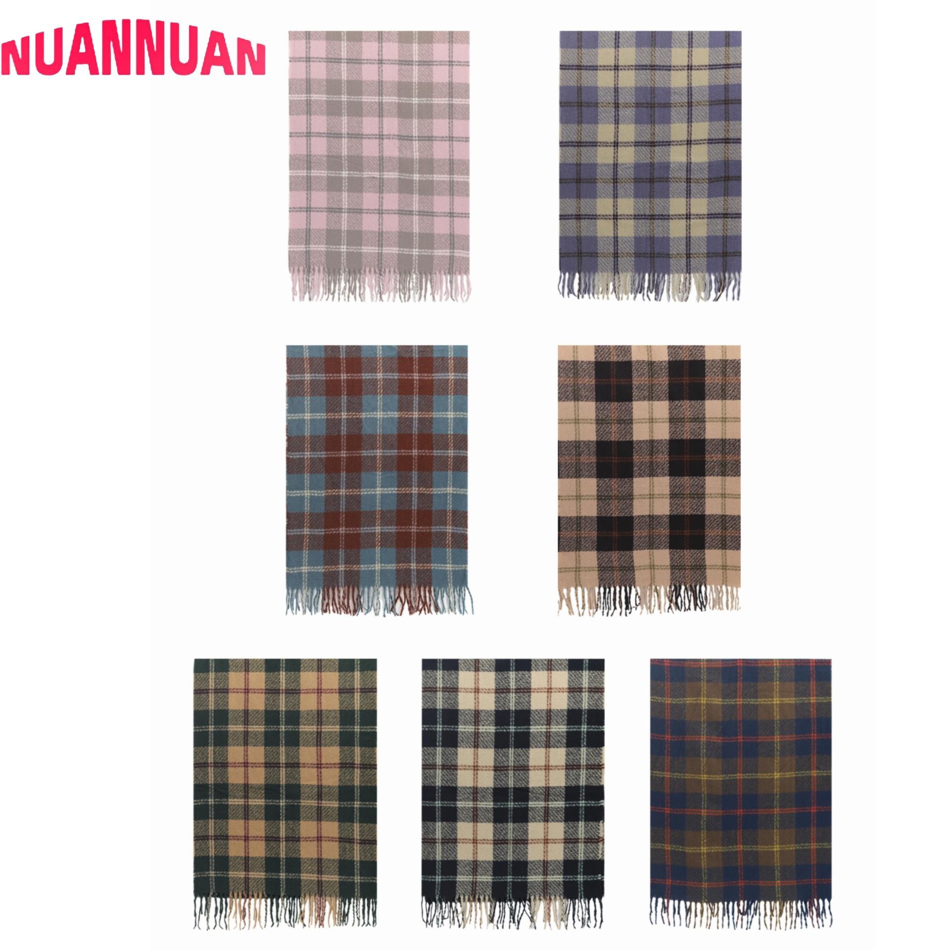 

Scarf New imitation cashmere color plaid scarf women s autumn and winter plaid scarf fringed shawl scarf 180cm*65cm 240g рожевий