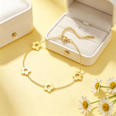 Exquisites Kleines Blumenanhänger Armband Edelstahl Damen Verstellbares Armband Paar Weihnachts Schmuck Geschenk