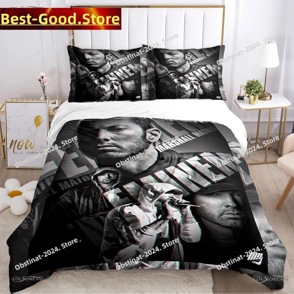Eminem hip-hop singer All Season Bedding Set Duvet Cover Full Queen King Size Pillowcase Bed Printed Bed Set Aldult Kid Bedroom