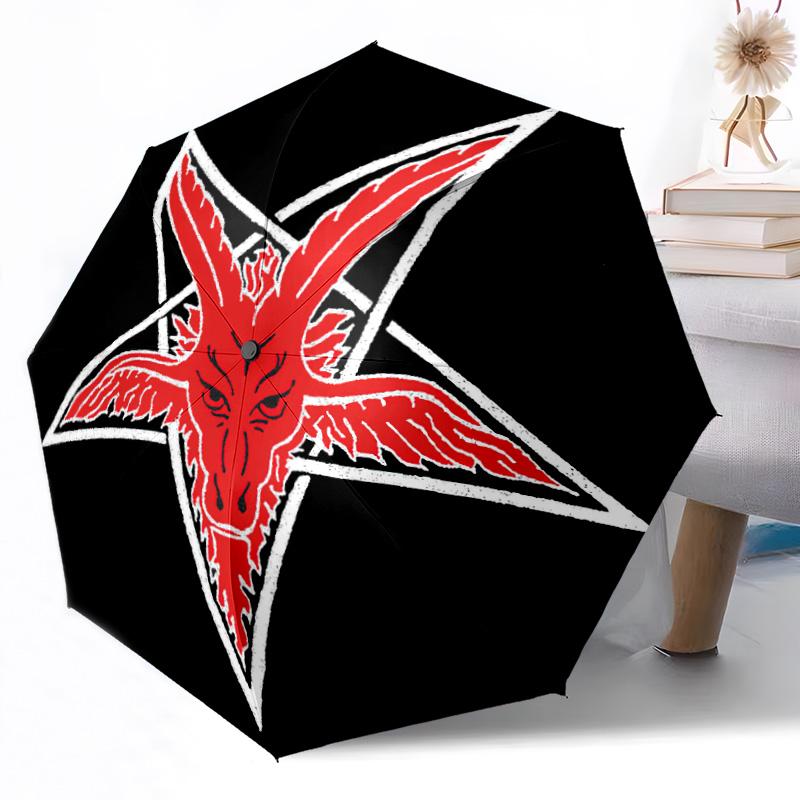 Devil's Star Symbol Automatic Umbrella Compact 8-Rib Design Lightweight All-Season Travel Outdoor Accessory Perfect Gift for Women Men