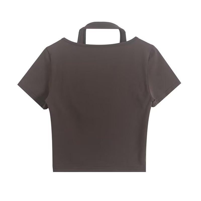 Sommer Frauen T-Shirts Halter V-ausschnitt Schlanke Dame T Tops Weibliche Kleidung