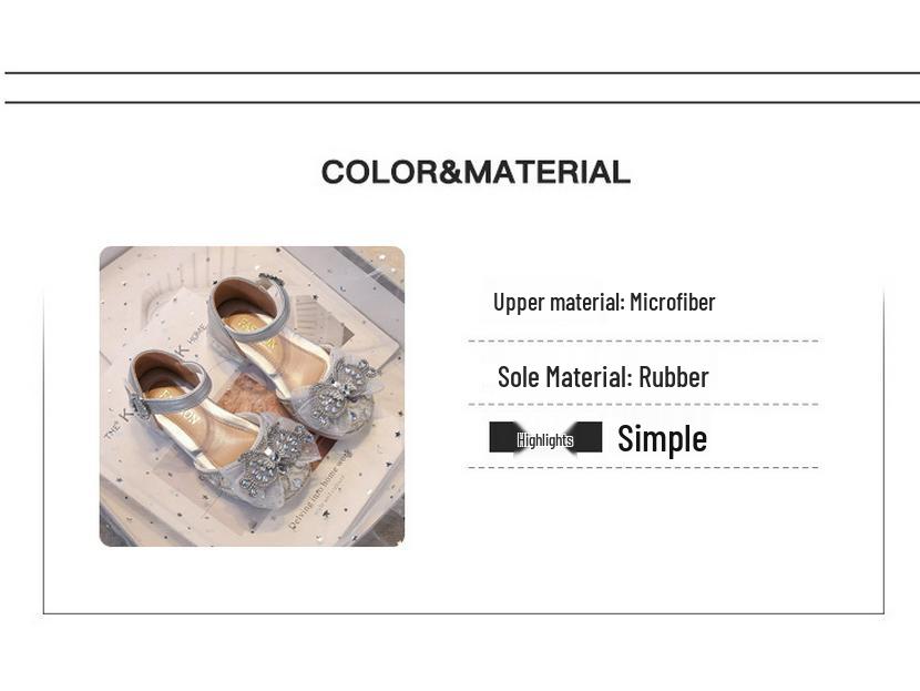 Bow High Heel Girls' Sandals: Summer Closed-Toe Crystal Princess Shoes 2025 - Soft Sole for Comfort