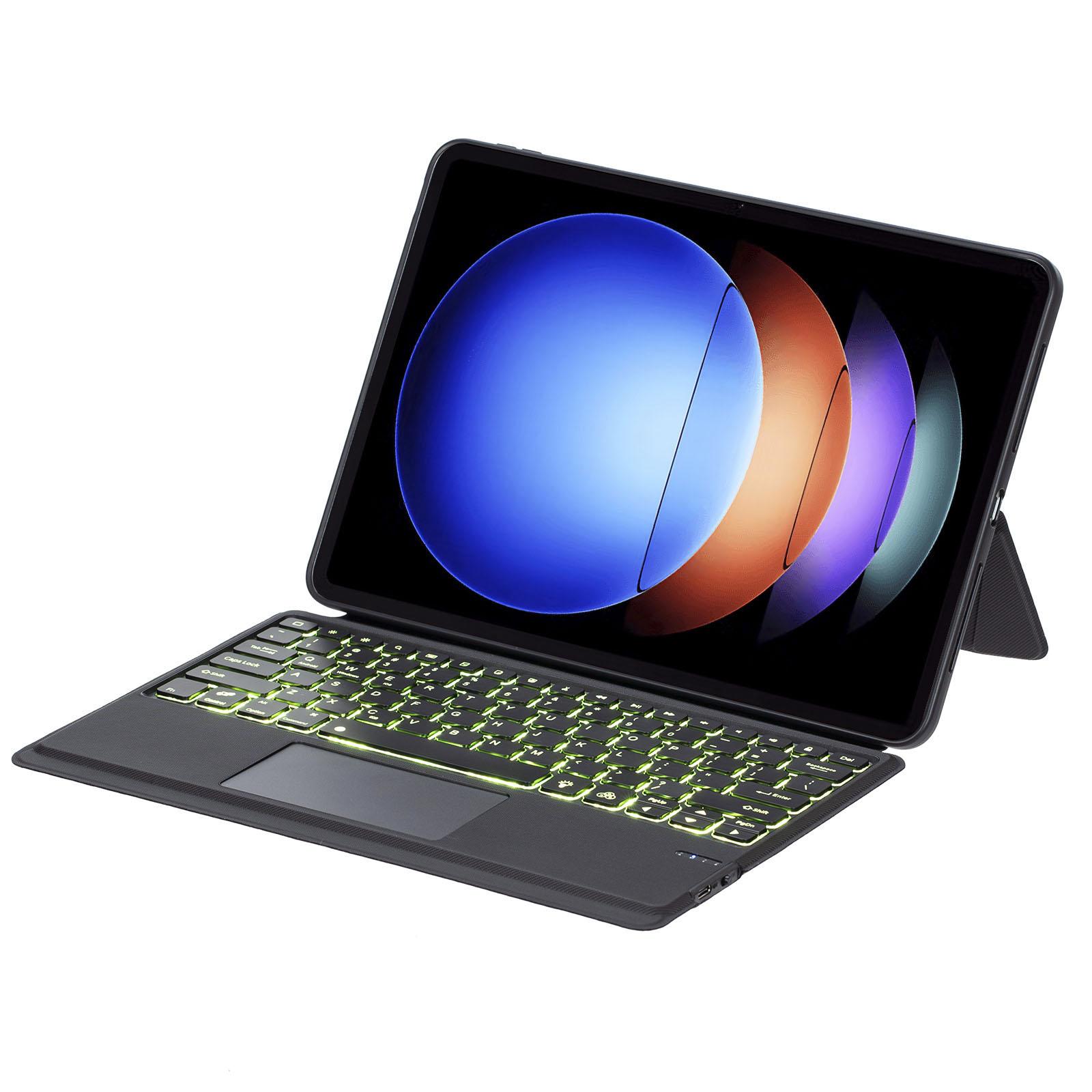 

T0N10-AS For Xiaomi Pad 6S Pro 12.4 Leather Stand Cover+Backlit Touchpad Bluetooth-compatible Keyboard A
