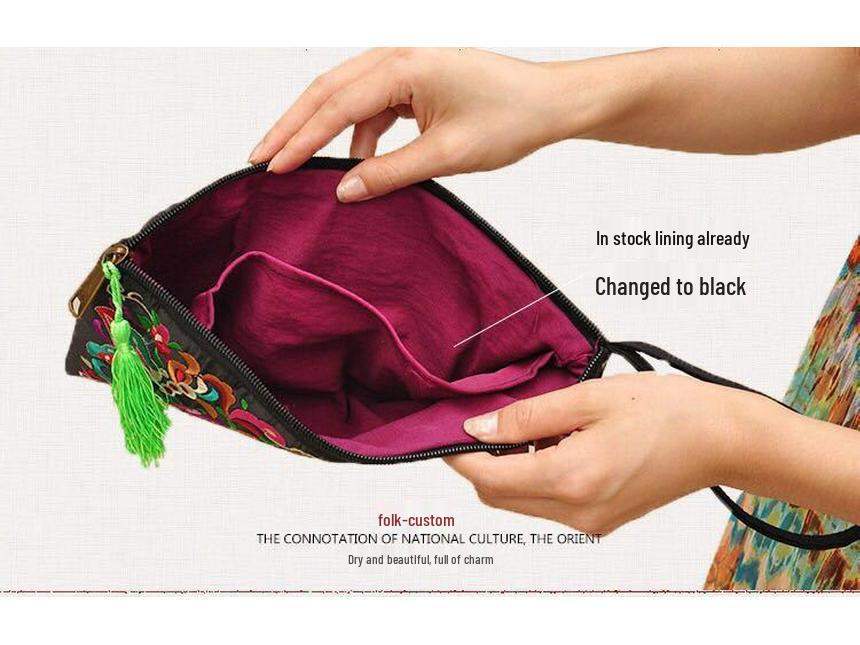 Ethnic Embroidery Satin Clutch and Wallet for Women